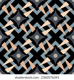 Beautiful variegated geometric seamless pattern. Vector illustration for print, fabric, cover, packaging, interior decor, blog decoration and other your projects.