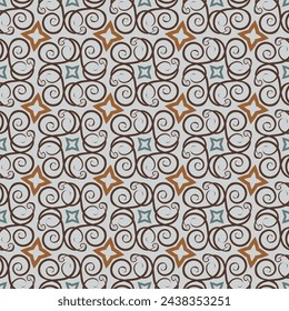 Beautiful variegated ornate seamless pattern. Overlapping art forms, stripes, polygons, segments are grouped and arranged in a certain order. Vector. 
