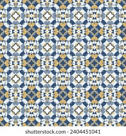 Beautiful variegated seamless pattern. Art forms are grouped and arranged in a specific order. Vector image for print, textile, packaging, interior design and your other projects.