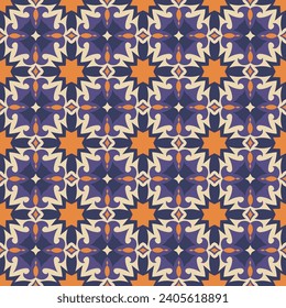 Hermoso patrón variado sin costura. Los formularios de arte se agrupan y organizan en un orden específico. Imagen vectorial para impresión, textil, embalaje, diseño interior y otros proyectos.