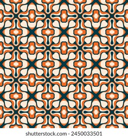 Beautiful variegated seamless pattern. Art forms are grouped and arranged in a specific order. Vector image for print, textile, packaging, interior design and your other projects.