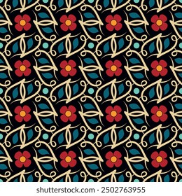 Beautiful variegated seamless pattern. Art forms are grouped and arranged in a specific order. Vector image for print, textile, packaging, interior design and your other projects.