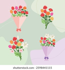 Beautiful Variety of Wrapped Flower Bouquets