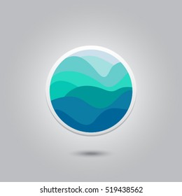 Beautiful Vector Abstract Logo in Blue Marine Color 