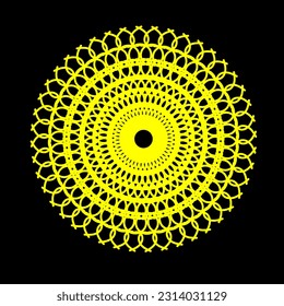 Beautiful vector abstract pattern in the form of a golden mandala on a black background