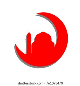 beautiful vector abstract for Ramadan Mubarak with nice and creative red coloured mosque and moon illustration in a gradient white background