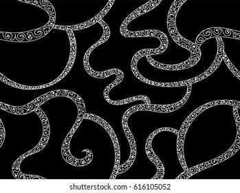 Beautiful vector abstract seamless pattern with curling ornamental lines