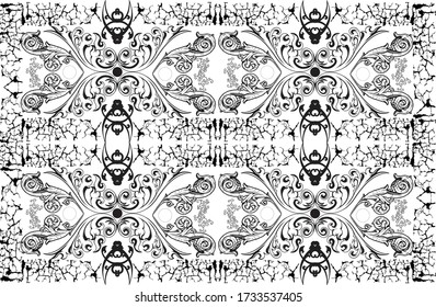 Schöner Vector Art Schwarz-Weiß Stoffdesign Hintergrund  