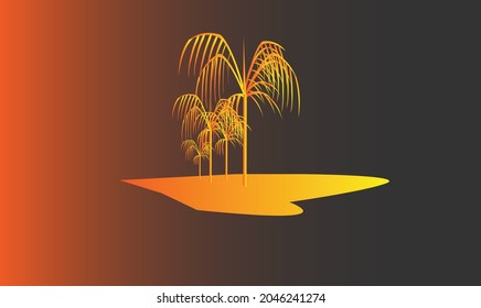 beautiful vector art with coconut trees.