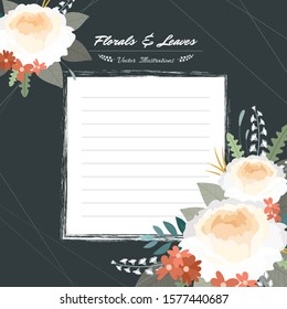 Beautiful Vector art floral frame, Flower art bakcground