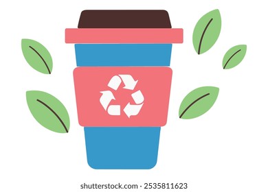 Hermoso Arte vectorial de tazas de café reutilizables para la conciencia ambiental