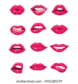 Beautiful vector arts. Icon of vector mouth. Naughty girl's mouths.