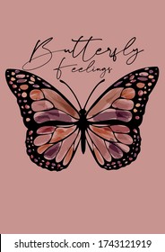 Beautiful vector Artwork of Butterfly with handwritten wording