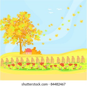 Beautiful vector autumn landscape