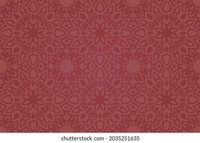 Beautiful vector background with abstract colorful red floral seamless pattern