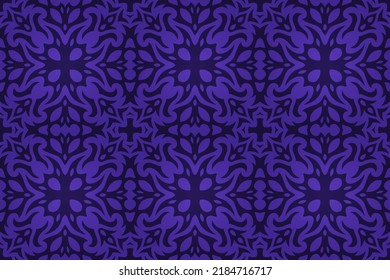 Beautiful vector background with abstract colorful violet shiny vintage tribal seamless pattern