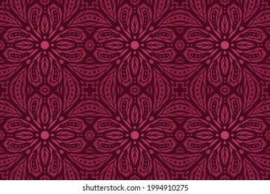 Hermoso fondo vectorial con abstracto color púrpura vintage de teja floral sin fisuras