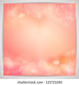 Beautiful vector background with blurred hearts.