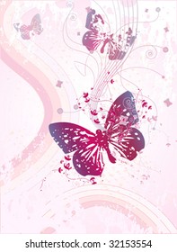 Beautiful vector background with butterfly and floral elements.