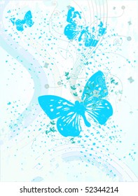 Beautiful vector background with butterfly and floral elements. Vector.