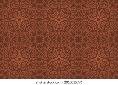 Hermoso fondo vectorial con colorido color marrón floral vintage sin fisuras