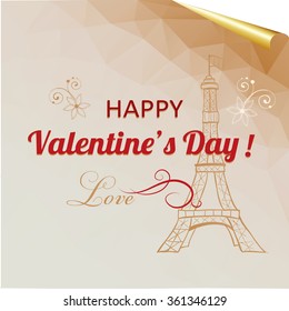 Beautiful vector background with congratulations on Valentine's Day. Polygonal graphics. Easy to edit.