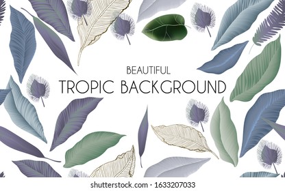 Beautiful vector background with delicate palm leaves. Wedding invitation, banner, card. EPS10