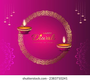 Beautiful vector background design for Diwali festival with lamps.Abstract vector Happy Diwali elegant background