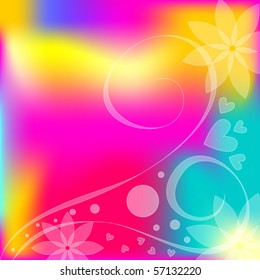 Beautiful vector background with flowers and hearts