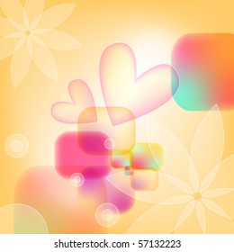 Beautiful vector background with flowers and hearts