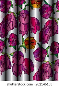 beautiful vector background with folds of pink flowers tulips