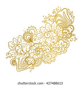 beautiful vector background with a gold floral pattern