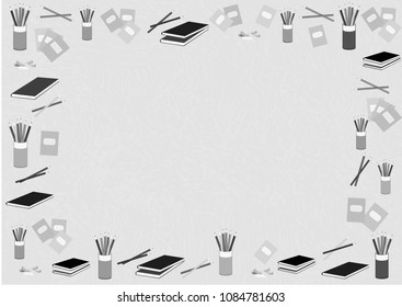 beautiful vector background for a holiday teacher's day postcard, poster, banner, packaging, training materials, with elements of a notebook, pencil, chalk, stationery.