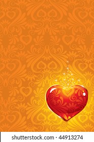 beautiful vector background on Valentine's Day with ornaments and heart.