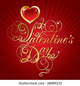 beautiful vector background on Valentine's Day with golden hearts