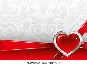 beautiful vector background on Valentine's Day with ornaments and heart