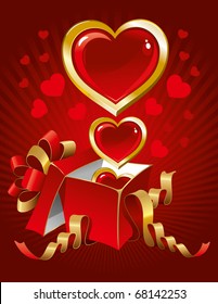 beautiful vector background on Valentine's Day with red gift box