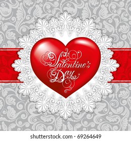 hermoso fondo vectorial en el Día de San Valentín con adornos y corazón.