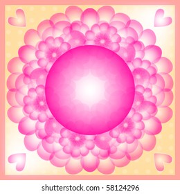 Beautiful vector background with pink and white hearts