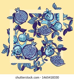 beautiful vector background with pomegranate tree and fruits
