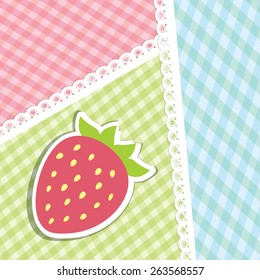Beautiful vector background with a sticker strawberry.