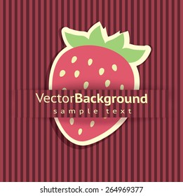 Beautiful vector background with a sticker strawberry.