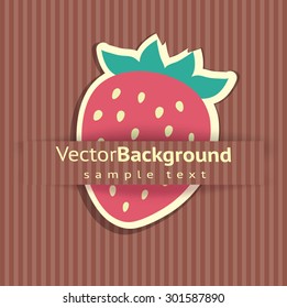 Beautiful vector background with a sticker strawberry.