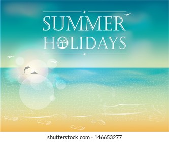 Beautiful vector background, summer landscape and the sea holiday