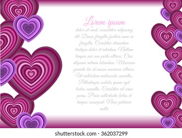 beautiful vector background Valentine's Day with hearts and text