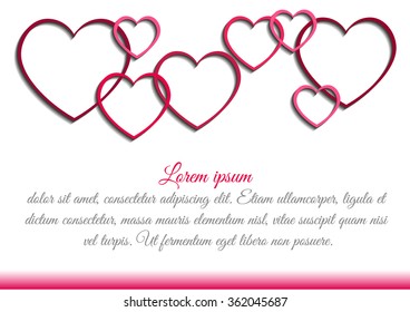 beautiful vector background Valentine's Day with hearts and text