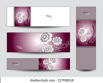 Beautiful Vector Banners with Flowers.
