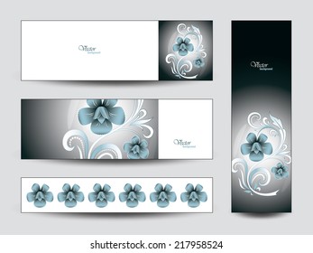 Beautiful Vector Banners with Flowers.