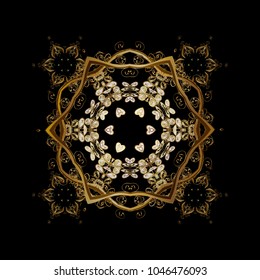 Beautiful vector black, brown and beige snowflakes isolated on a colorful background. Falling Christmas stylized snowflakes. Illustration. Snowflakes, snowfall.