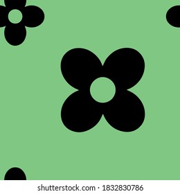 beautiful vector black flower on pastel light green background for textile print, paper wrappers
